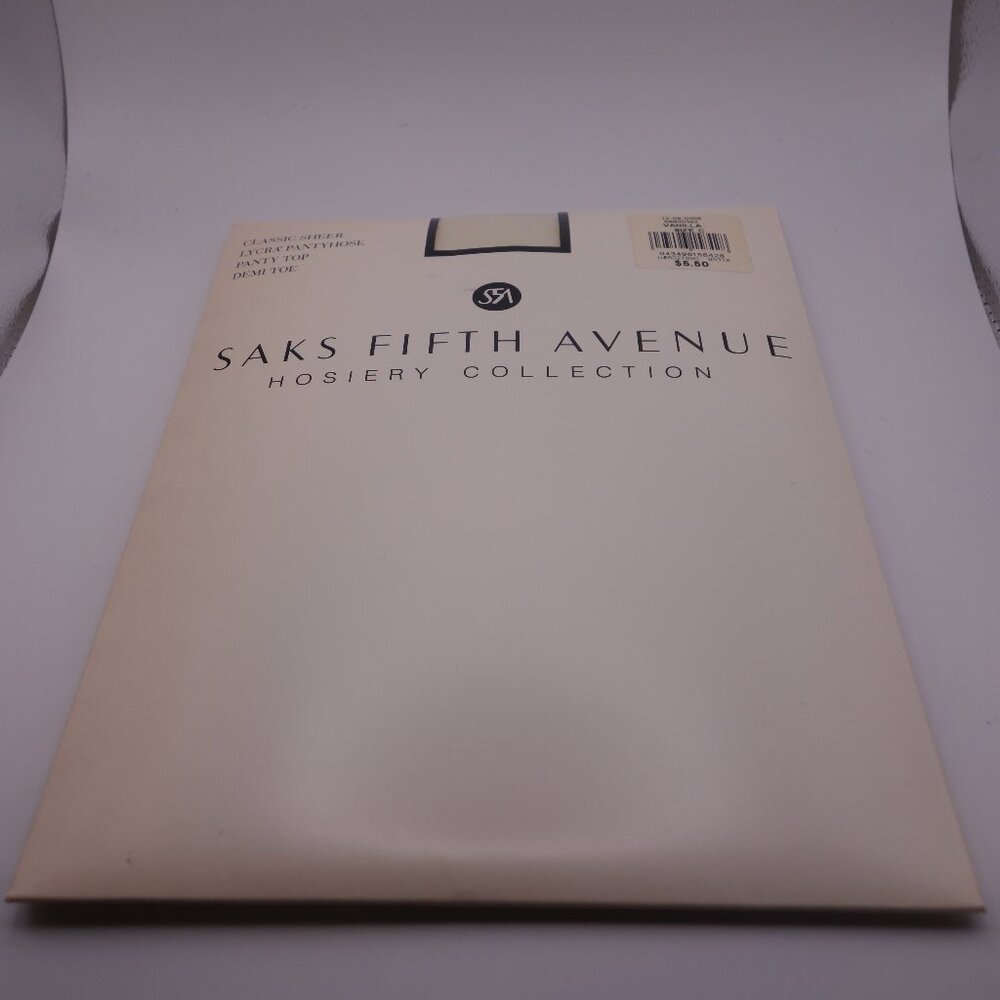 Saks Fifth Ave Vanilla Classic Sheer Lycra Pantyhose Panty Top Demi Toe Size C
